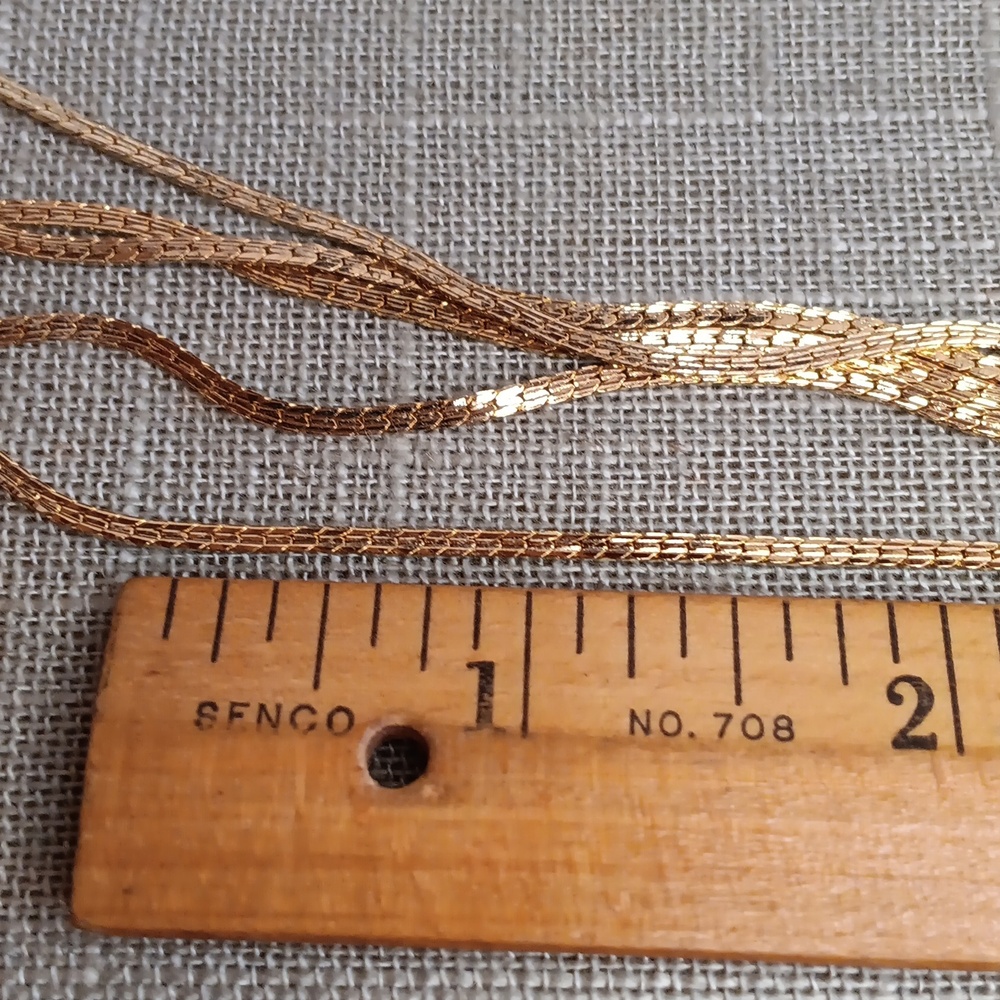 Elegant Gold Tone Layered Five Chain Necklace 18" Long Vintage - Picture 5 of 5